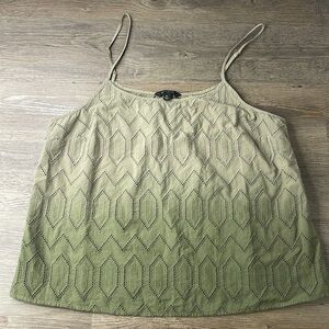 Banana Republic Women’s Eyelet Green Ombre Spaghetti Strap Tank, size XL